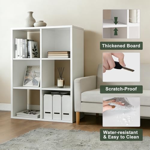 6 Cube Storage Organizer Shelf, Open Cube Bookshelf