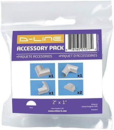 D-Line Large Cable Raceway Accessory Pack, Join 2in x 1in Cord Cover Lengths, 5 Accessories Included, Hide Cords Around 