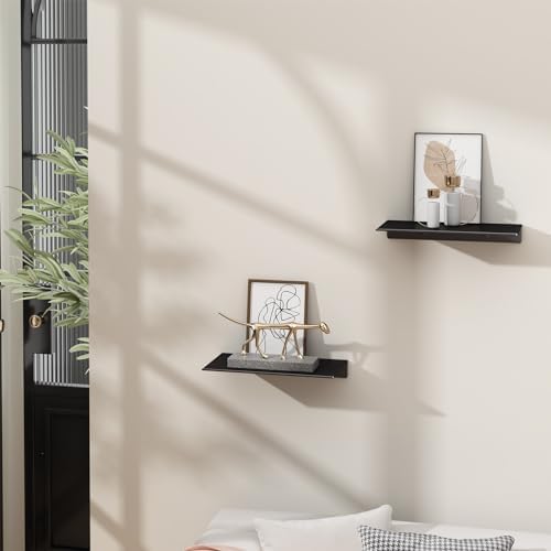 Danpoo 8 inch Small Floating Shelves for Wall Organizer & Storage, Mini Display Shelves, Metal Wall Shelves for Bathroom