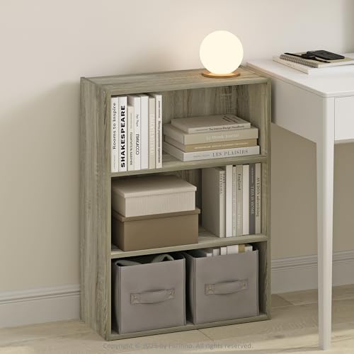 Furinno Simple Book Shelf, 3-Tier Bookshelf, Storage Shelves Bookcase, 9.7 x 23.7 x 31.5, for Living Room, Bedroom, Home
