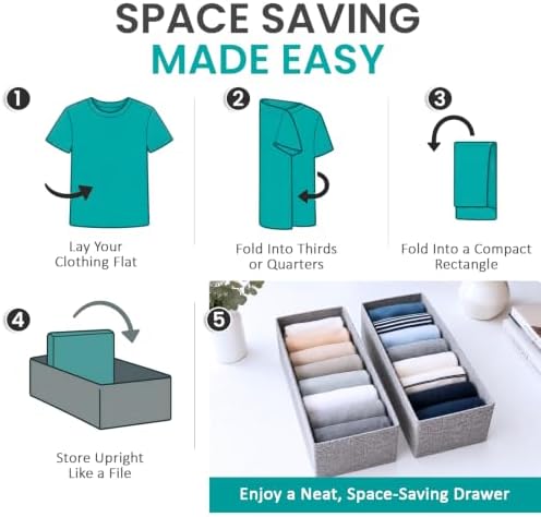 ZENO Drawer Organizer for MALM Furniture - 4 Pack Clothes Organizer and Storage - Fabric Closet Divider Baskets for Underwear, Socks & Clothes - Nursery Dresser & Wardrobe Organization System
