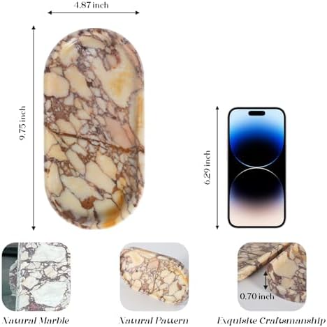 Koville Natural Marble Tray for Decor, Marble Vanity Tray for Perfume, Cosmetics, Jewelry, Stone Decorative Trays for Dr