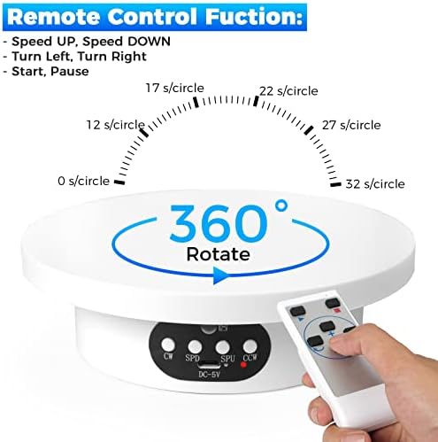 Rotating Display Stand 6.3 Inch with Remote Control, 360° Turntable