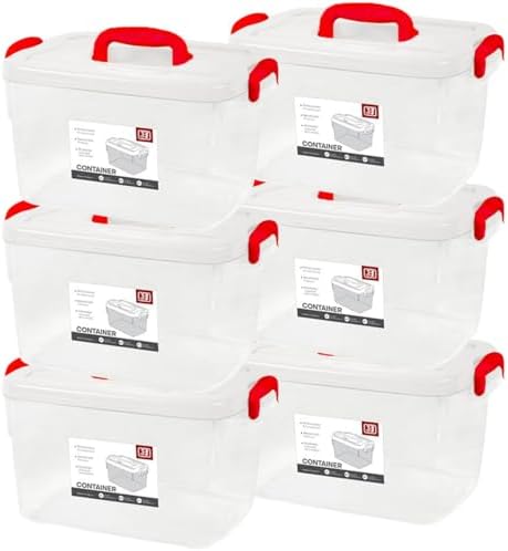 Tribello Clear Plastic Storage Bins with Lids Stackable Storage Bins - 9 Quarts - 6 Pack