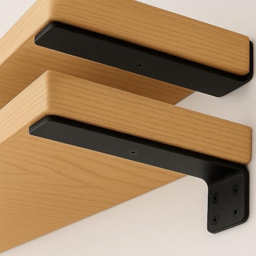 Floating Shelf Bracket 4 Inch of 8 Pack Heavy Duty Shelf Brackets Black Coated Metal L Bracket Wall Shelf Support DIY Br