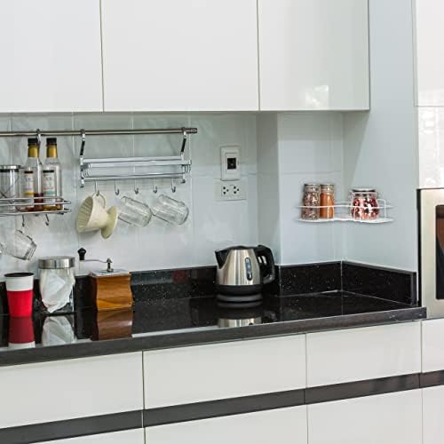 Relaxdays Corner Kitchen for Gluing, Storage, Spices and Herbs, Wall Shelf H x W x D 5.5 x 26 x 26 cm, Iron, White, 100%
