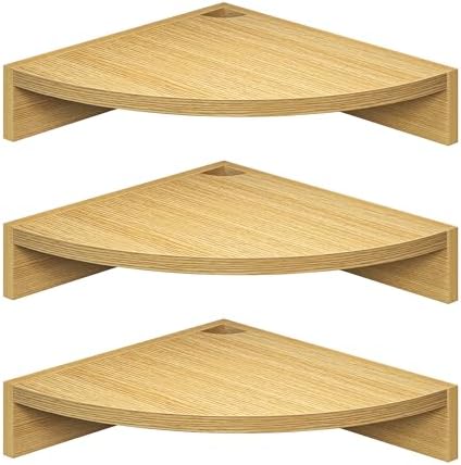 Fun Memories Corner Shelf Wall Mount, Wood Floating Corner Shelves, Corner Wall Shelf for Bedroom, Bathroom, Kitchen, Li