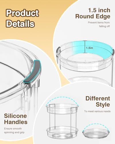 INCOSTAR 3 Pack Clear Lazy Susan Turntable 9'' & 11.8'' for Cabinet