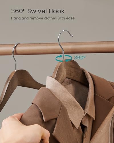 SONGMICS Wooden Suit Hangers 10 Pack, Extra-Wide Shoulder Clothes Hangers