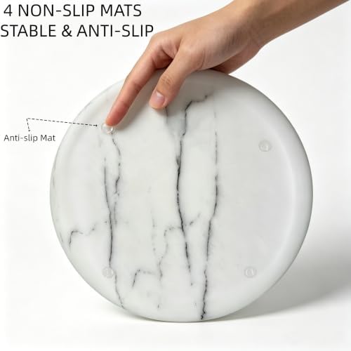Natural Marble Round Vanity Tray, Decorative Serving Catchall Tray