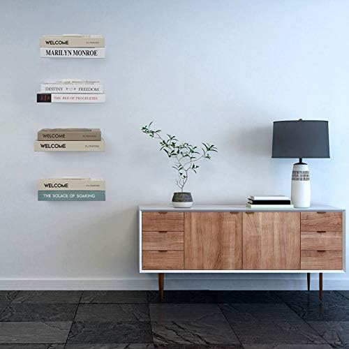 Jetec 3 Pack Invisible Bookshelf Wall Mounted Metal Heavy Duty, White