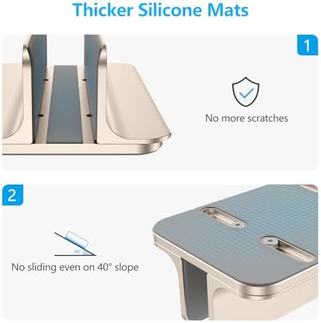 OMOTON Vertical Laptop Stand Holder, Adjustable Dock for MacBook, Starlight