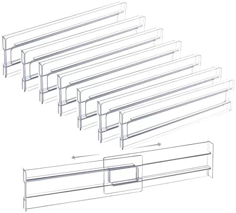 Guo's hyekbe 8 Pack 3.2 Inch Tall ABS Drawer Divider -Expandable from 10.9-20.5''-Adjustable Dresser Drawer Plastic Orga