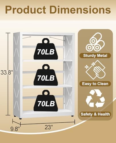 3-Tier Metal Bookshelf, Small Bookcase with Adjustable Shelves