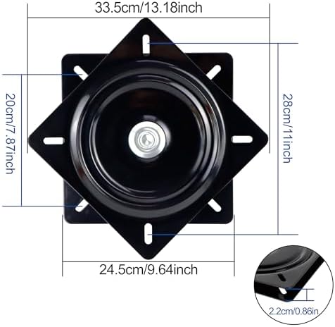 10 Inch Lazy Susans Turntable Bearings Swivel Zinc Plate, Black Square Lazy Susan Hardware, Heavy Duty Lazy Susan Replac