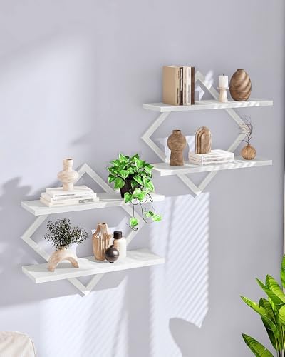 CHOEZON Floating Shelves, Set of 2 Wall Shelves, 2-Tier Hanging Shelves, Wall Shelf Set of 2, for Living Room, Bedroom, 