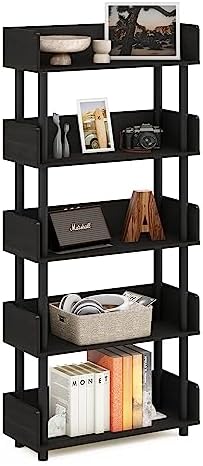 Furinno TURN-N-TUBE 5-Tier Display Shelf, Storage Shelves, Book Shelf, Open Shelves with Rounded Corner Top Edges, for O