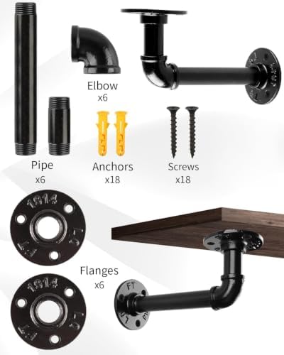 MUZIK 24Pc 7"×4" L Pipe Shelf Bracket, Heavy Duty Wall Mount, DIY Shelving