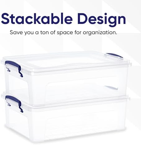 Superio Clear Storage Boxes with Lids, Plastic Container Bins for Organizing, Stackable Crates, BPA Free, Non Toxic, Odo