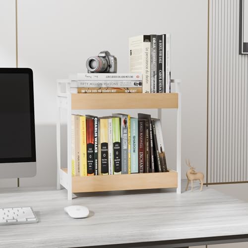 KLM Countertop Coffee Station Organizer, 2 Tier Wooden Shelf for Coffee Bar Accessories, Condiment Storage Caddy for Kit