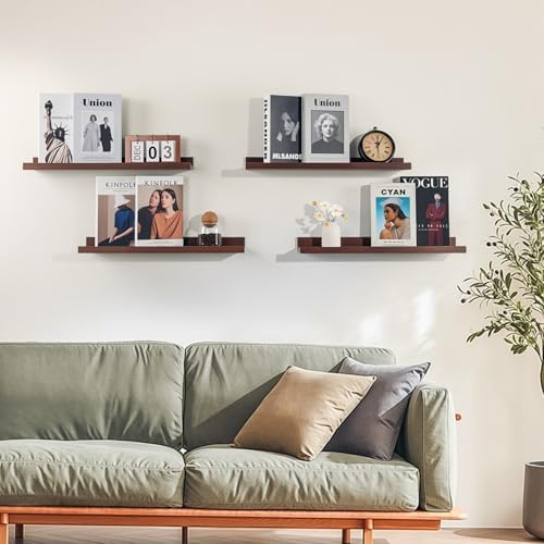 NEXHOME PRO Floating Shelves for Wall Set of 4,24 Inches Picture Ledge Shelf, Kids Bookshelf Wall Mounted for Living Roo