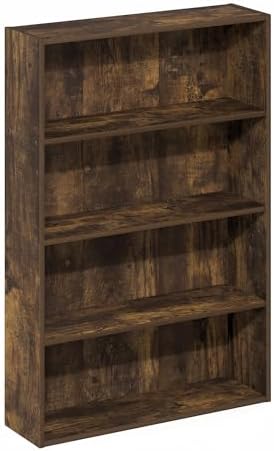 Furinno Basic Book Shelf, 4-Tier Bookcase with Open Shelf, Bookshelf, Cube Storage Organizer, 6 x 24 x 35, for Living Ro