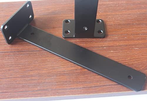 4 Pack - 14 inch Black Hidden L Shelf Bracket (1/5 Inch Thicked) Iron Floating Shelf Brackets Rustic Industrial Metal Br