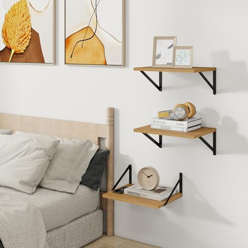 Heimlove 16W x 12D Deep Floating Shelves Set of 3 Oak
