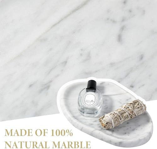 Koville Luxurious Natural Marble Vanity Tray for Home Decor, Cloud Shape Serving Stone Key Tray, 10" x 7" Marble Storage
