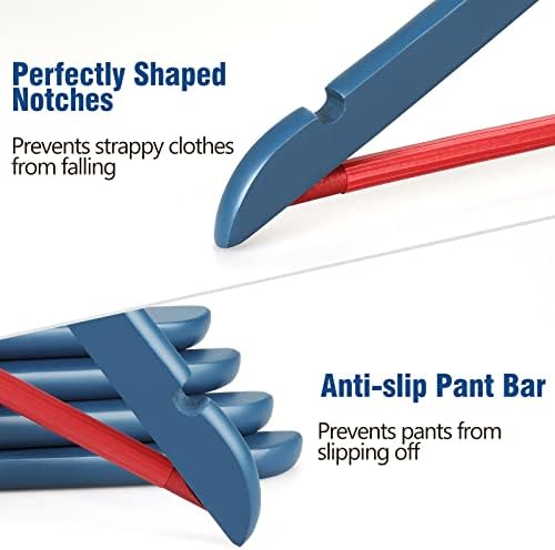 TOPIA HANGER Premium Wooden Hangers 16 Pack Blue/Red Heavy Coat Hanger