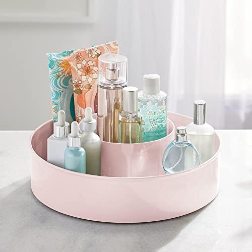 mDesign Plastic Lazy Susan Round Turntable Storage Tray - Rotating Organizer for Makeup, Cosmetics, Nail Polish, Vitamin