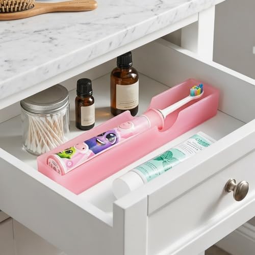 Acrylic Electric Toothbrush Holder with Diatomite Drying Stone (Pink)
