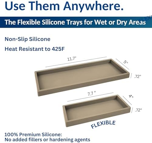 Spacewiser Countertop & Vanity Silicone Tray – 2 PC (11.7" & 7.7") Set