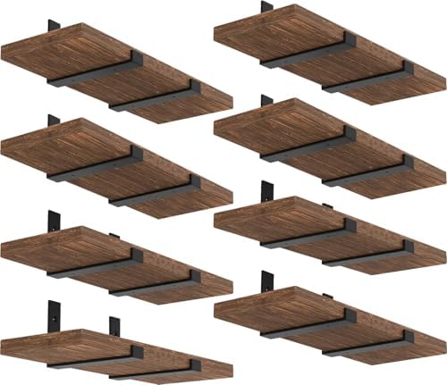 WEKIS Shelf Bracket, Heavy Duty Floating Shelf Brackets 10-Inch Long, 16-Pack Brackets for Shelves, Black Coated J Shape