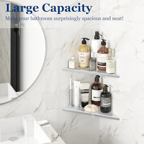 Qeke 10" Corner Shower Shelves 304 Stainless Steel, Brushed Nickel, 2 Pack