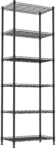 REGILLER 6 Wire Shelving Steel Storage Rack Adjustable Unit Shelves for Laundry Bathroom Kitchen Pantry Closet(Black,11.