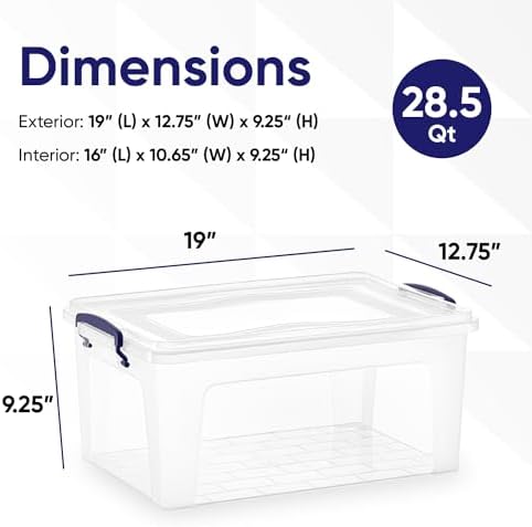 Superio 36 Quart Clear Plastic Storage Boxes with Lids, Stackable Organizer Containers, BPA-Free Storage Bins for Home, 