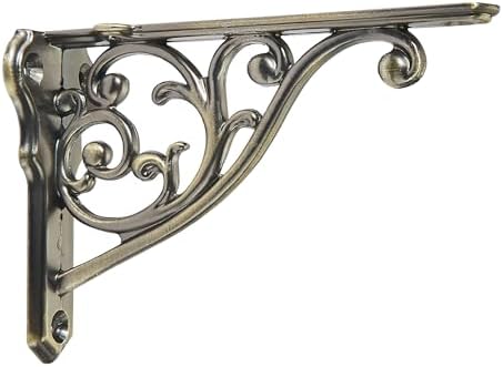 Ornate Decorative Shelf Brackets 10 inch Small Wall Mounted Shelving Bracket 2 Pack Antique Bronze Vintage Shelf Bracket