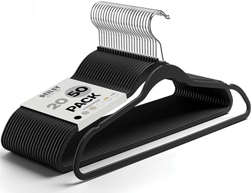 DEILSY™ Non-Velvet Black Plastic Hangers Slim Hangers 50 Pack for Closet