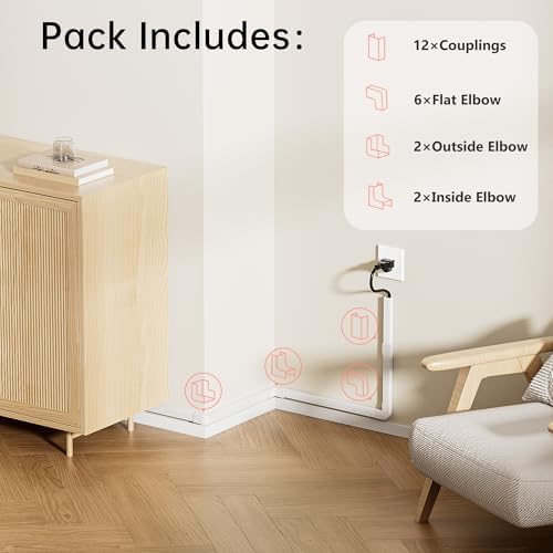 Yecaye 283in Cord Hider, PVC Wire Covers for Cord on Wall, W0.59in H0.4in