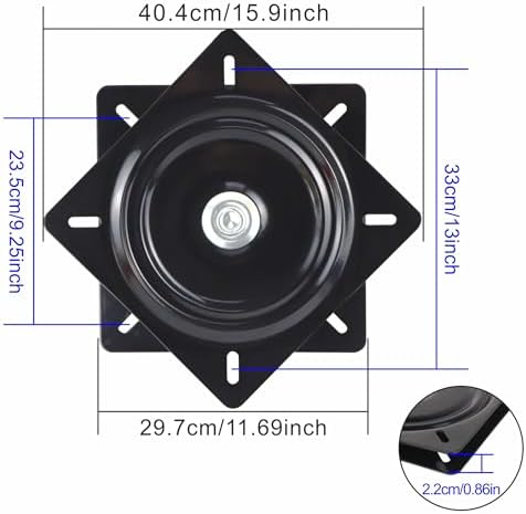 12 Inch Lazy Susans Turntable Bearings Swivel Zinc Plate, Black Square Lazy Susan Hardware, Heavy Duty Lazy Susan Replac