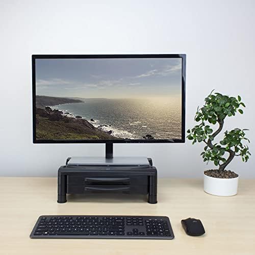 ACT AC8215 Monitor Stand with 2 Drawers A4, Height-Adjustable Monitor Stand for Desk, Screen Max. 32 Inches Weight Max. 