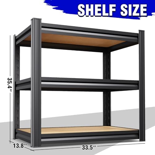 Garage Shelving,3 Tier Garage Storage Shelves,Adjustable Heavy Duty Metal Shelving Units and Storage Large Rack,Utility 