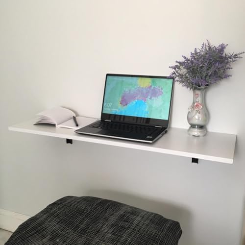 6 PCS 16 Inch Black Folding Shelf Brackets Heavy Duty, Wall Mounted Collapsible Triangle Shelf Bracket for Table Bench W