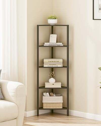 TUTOTAK Corner Shelf, 5-Tier Corner Bookshelf for Small Space