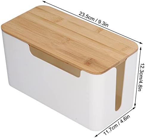 Cable Management Box Small Cord Hider Box with Wooden Lid for Tv Wires Routers Computers Cables Home and Office
