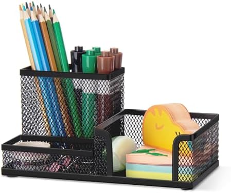 Comix Mesh Pen Holder, Desk Organizer for Home Office, Black