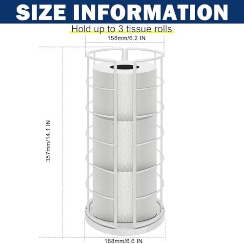NearMoon Toilet Paper Organizer Stand, Free Standing 3 Rolls Tissue Storage, Metal Bathroom Accessory, Rustproof Toilet 
