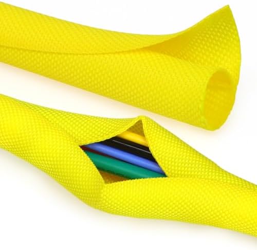 Split Braided Cable Sleeve，Flexible Wire Loom Tubing, Automotive Cord Protector Pet Proof, Cable Management for Computer