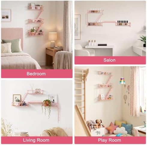 SweetSage Fire Escape Shelf - Pink Wall Decor Floating Shelves, Cute Metal Ladder Shelving for Bedroom, Home Decor Displ